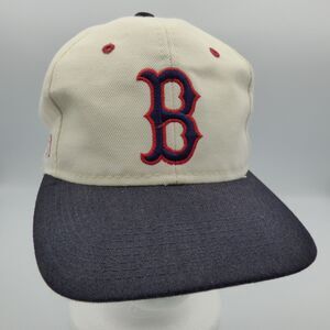 Boston Red Sox Hat Cap Sports Specialties Snapback MLB Plain Logo 90s Vtg White